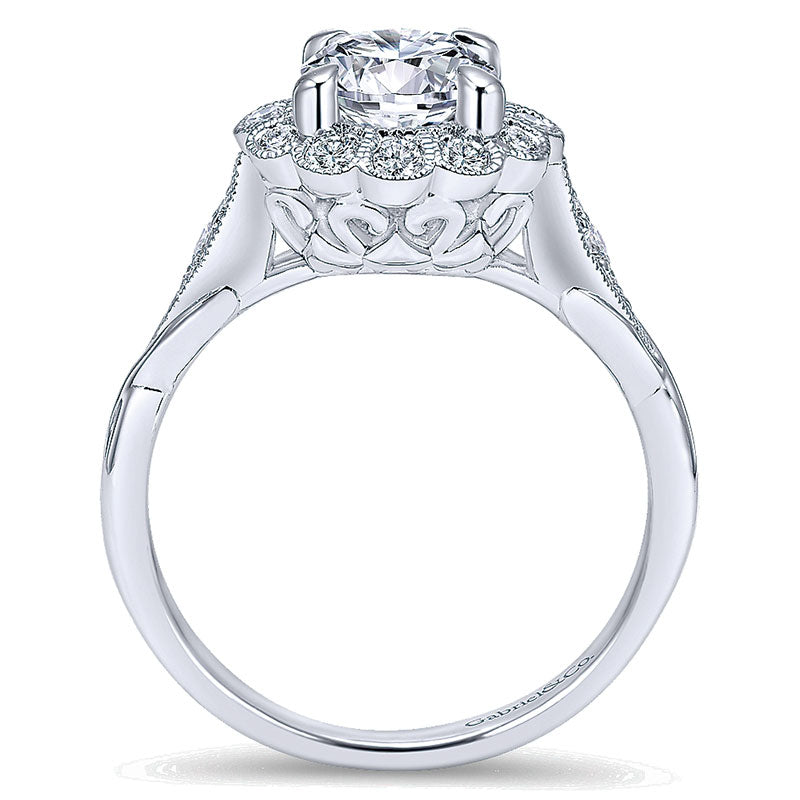 14K White Gold Diamond Halo 14K White Gold Engagement Ring ER11799R4W44Jj