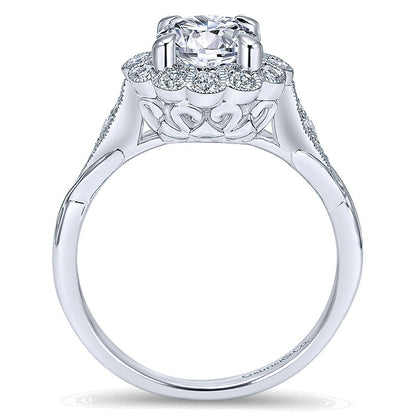 14K White Gold Diamond Halo 14K White Gold Engagement Ring ER11799R4W44Jj
