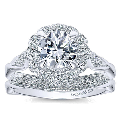 14K White Gold Diamond Halo 14K White Gold Engagement Ring ER11799R4W44Jj