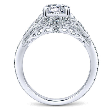 14K White Gold Diamond Halo 14K White Gold Engagement Ring ER12580R4W44Jj