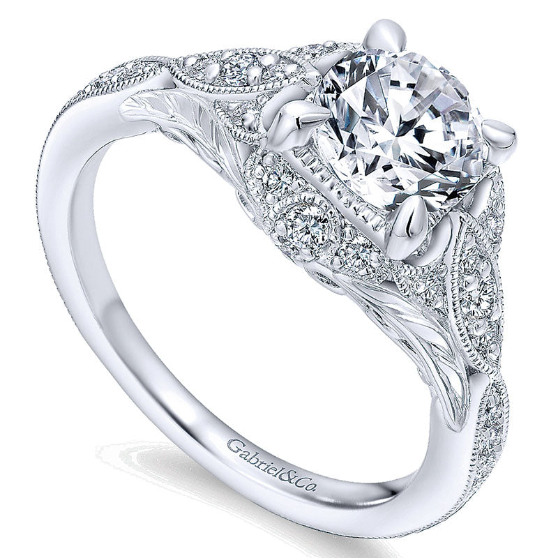14K White Gold Diamond Halo 14K White Gold Engagement Ring ER12580R4W44Jj