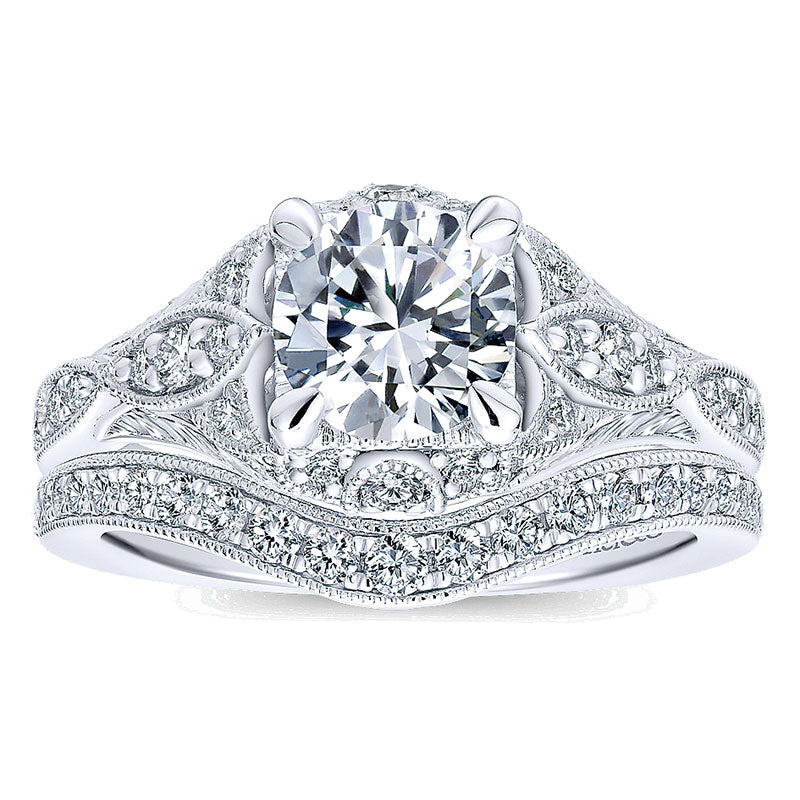 14K White Gold Diamond Halo 14K White Gold Engagement Ring ER12580R4W44Jj