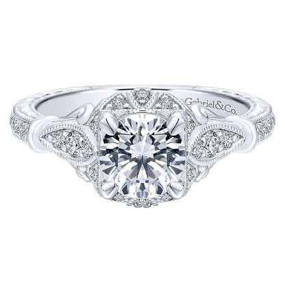 14K White Gold Diamond Halo 14K White Gold Engagement Ring ER12581R4W44Jj