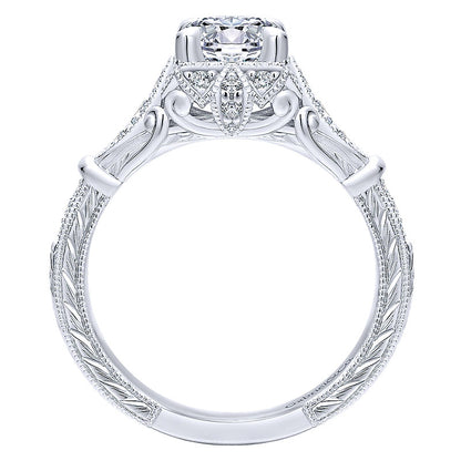14K White Gold Diamond Halo 14K White Gold Engagement Ring ER12581R4W44Jj