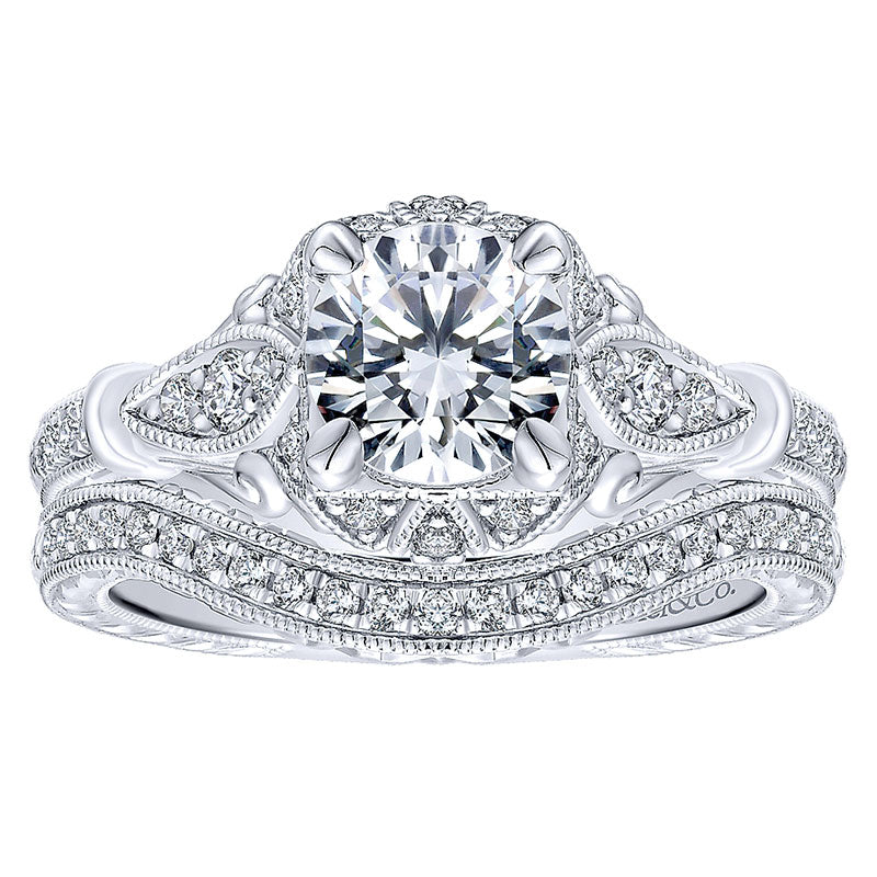 14K White Gold Diamond Halo 14K White Gold Engagement Ring ER12581R4W44Jj