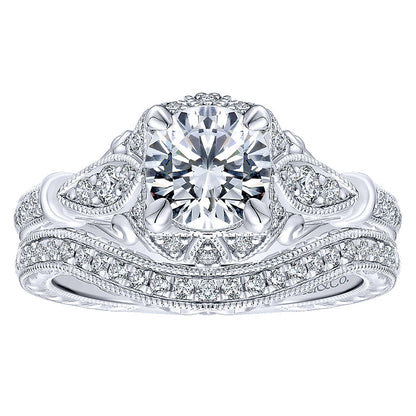 14K White Gold Diamond Halo 14K White Gold Engagement Ring ER12581R4W44Jj