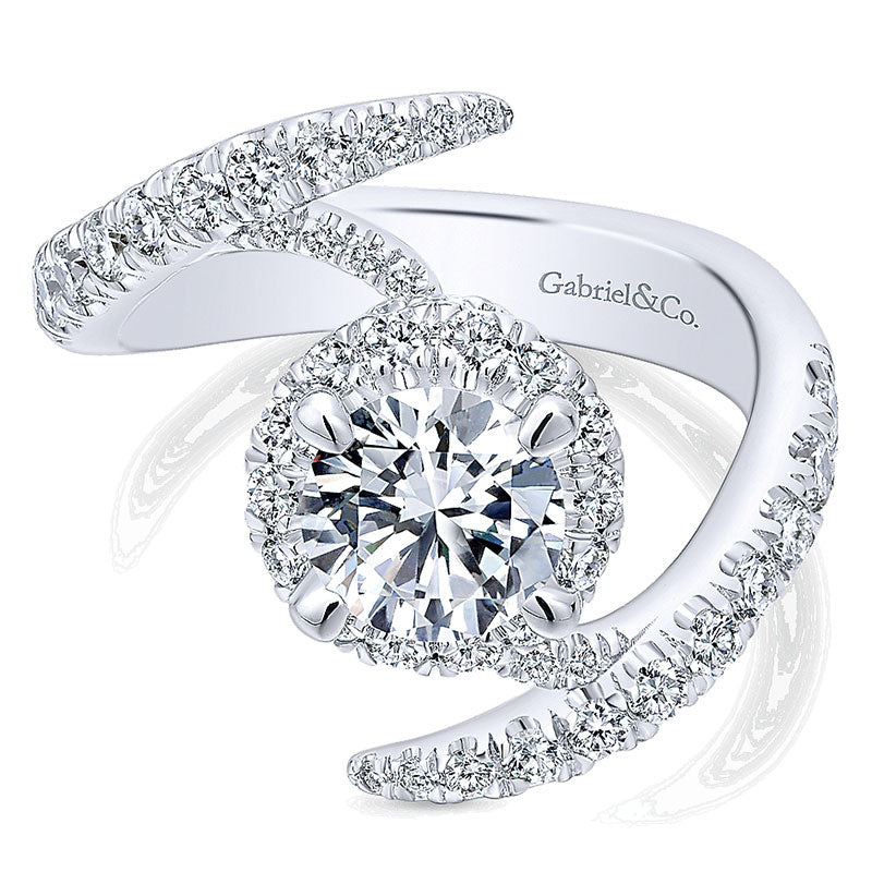 14K White Gold Diamond Halo 14K White Gold Engagement Ring ER12589R4W44Jj
