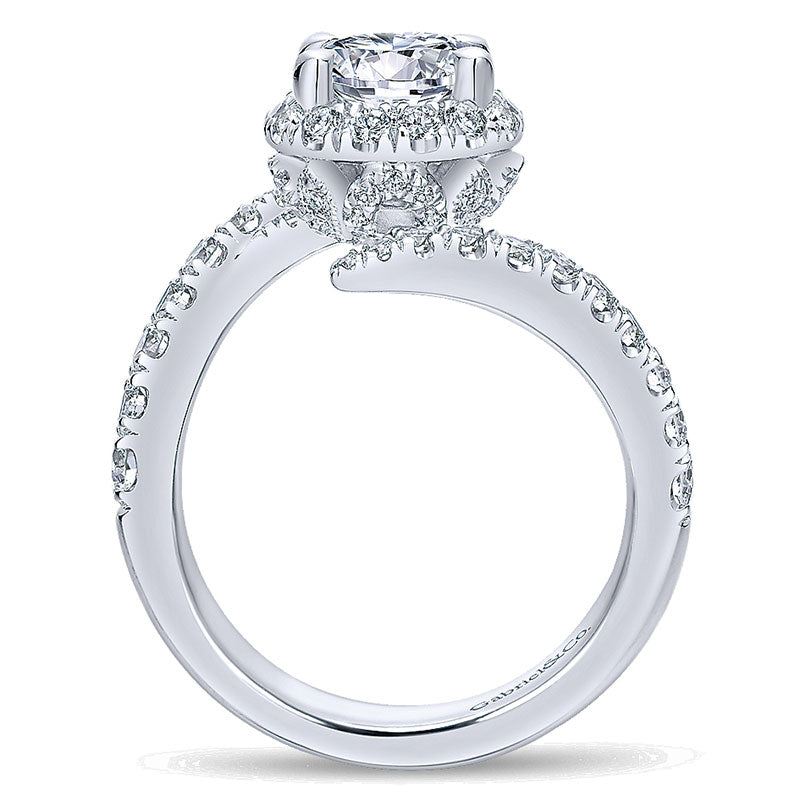 14K White Gold Diamond Halo 14K White Gold Engagement Ring ER12589R4W44Jj