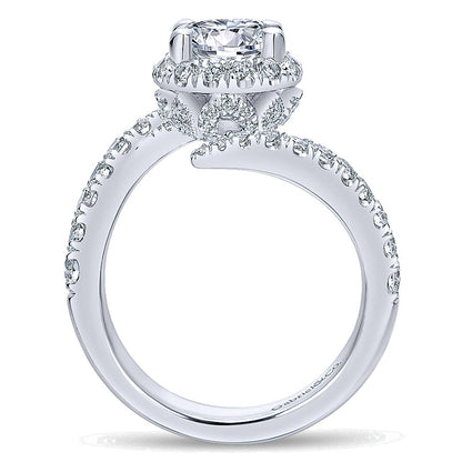14K White Gold Diamond Halo 14K White Gold Engagement Ring ER12589R4W44Jj