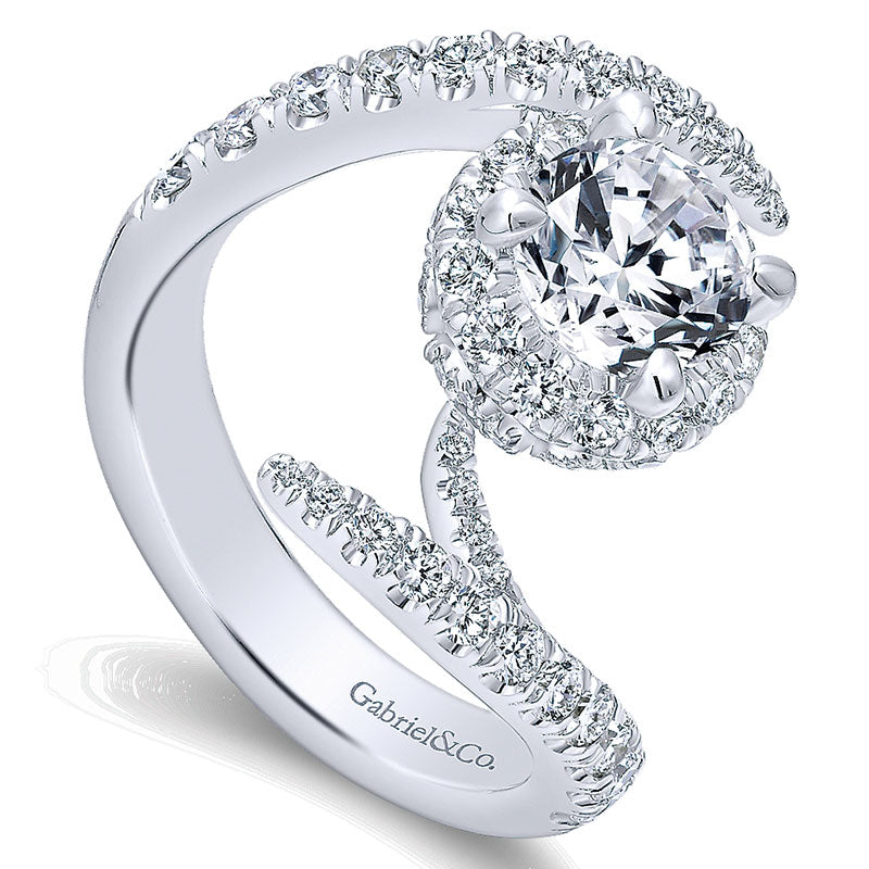 14K White Gold Diamond Halo 14K White Gold Engagement Ring ER12589R4W44Jj