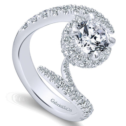 14K White Gold Diamond Halo 14K White Gold Engagement Ring ER12589R4W44Jj