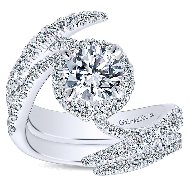 14K White Gold Diamond Halo 14K White Gold Engagement Ring ER12589R4W44Jj