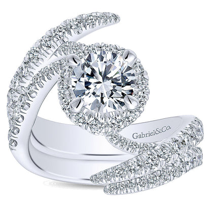 14K White Gold Diamond Halo 14K White Gold Engagement Ring ER12589R4W44Jj