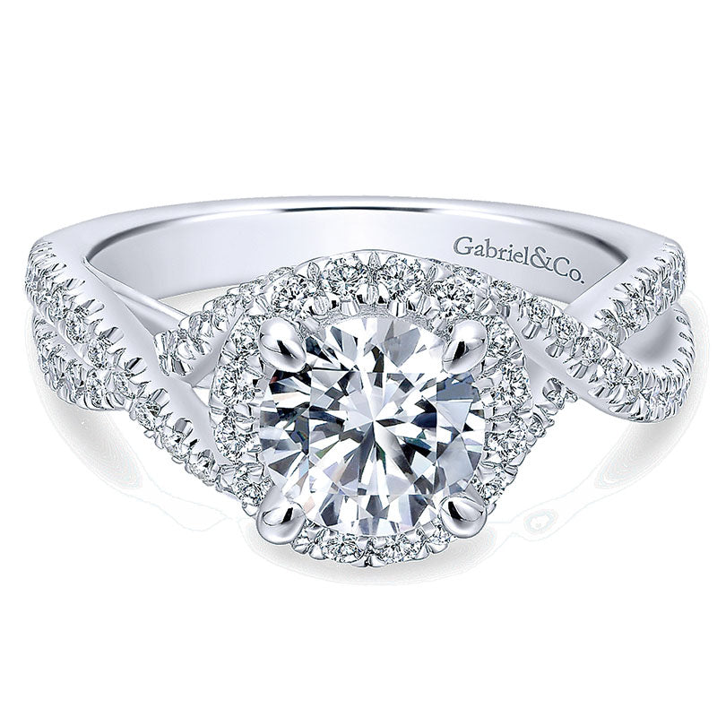 14K White Gold Diamond Halo 14K White Gold Engagement Ring ER12594R4W44Jj