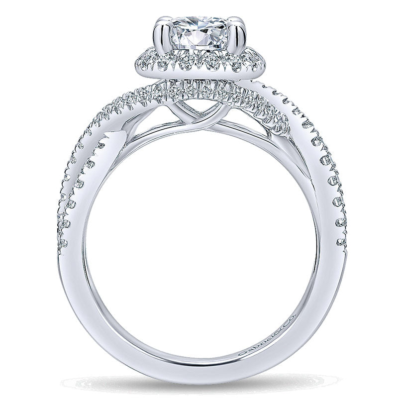 14K White Gold Diamond Halo 14K White Gold Engagement Ring ER12594R4W44Jj