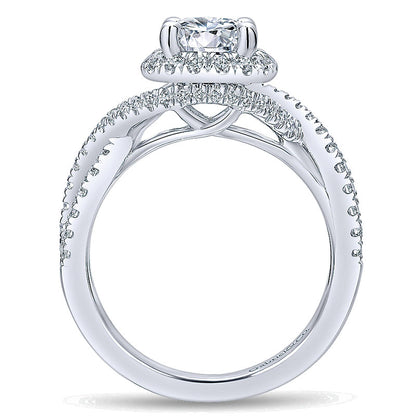 14K White Gold Diamond Halo 14K White Gold Engagement Ring ER12594R4W44Jj