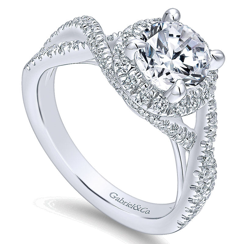 14K White Gold Diamond Halo 14K White Gold Engagement Ring ER12594R4W44Jj