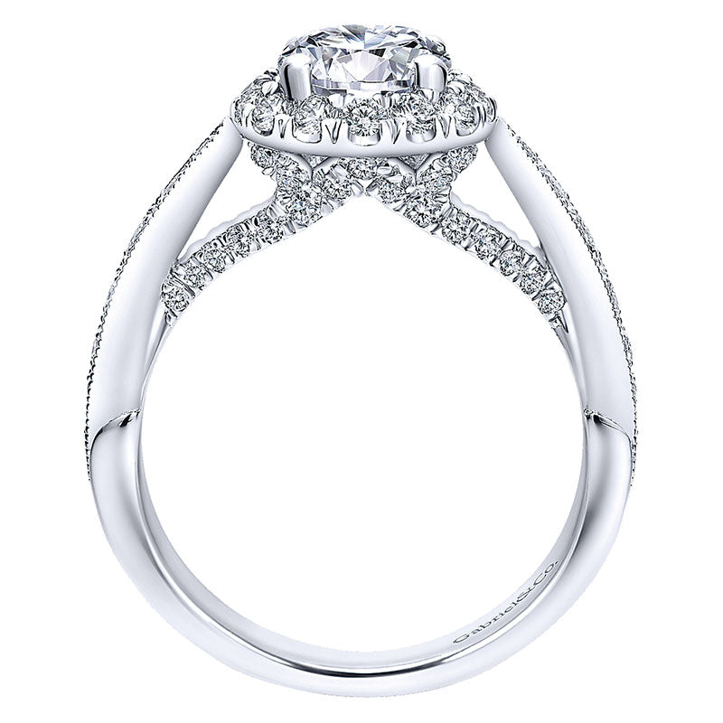 14K White Gold Diamond Halo 14K White Gold Engagement Ring ER12606R4W44Jj