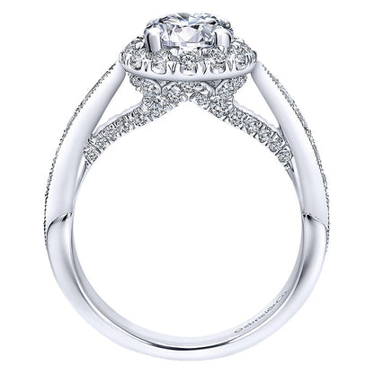 14K White Gold Diamond Halo 14K White Gold Engagement Ring ER12606R4W44Jj