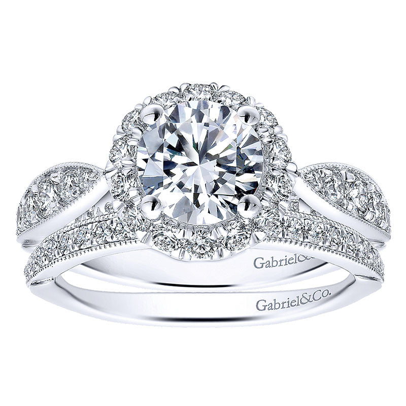 14K White Gold Diamond Halo 14K White Gold Engagement Ring ER12606R4W44Jj