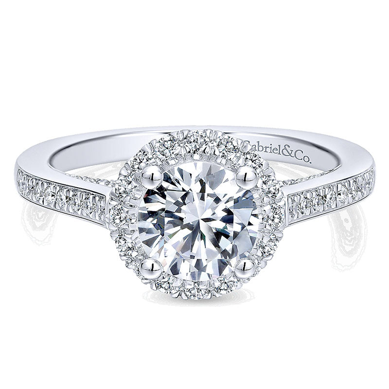 14K White Gold Diamond Halo 14K White Gold Engagement Ring ER12608R4W44Jj