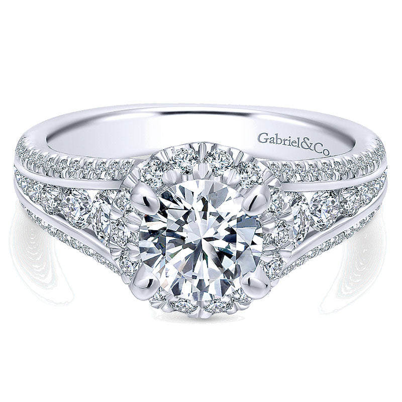 14K White Gold Diamond Halo 14K White Gold Engagement Ring ER12610R4W44Jj