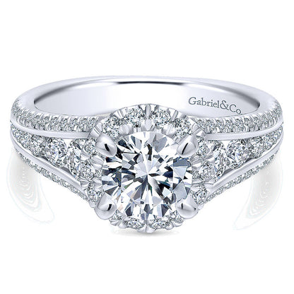 14K White Gold Diamond Halo 14K White Gold Engagement Ring ER12610R4W44Jj