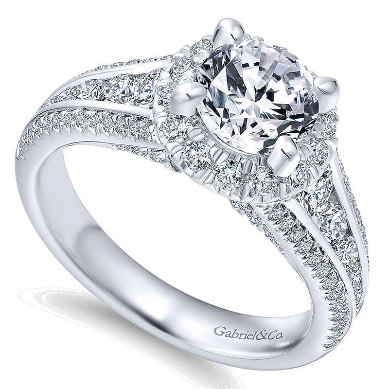 14K White Gold Diamond Halo 14K White Gold Engagement Ring ER12610R4W44Jj