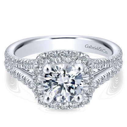 14K White Gold Diamond Halo 14K White Gold Engagement Ring ER12611R4W44Jj