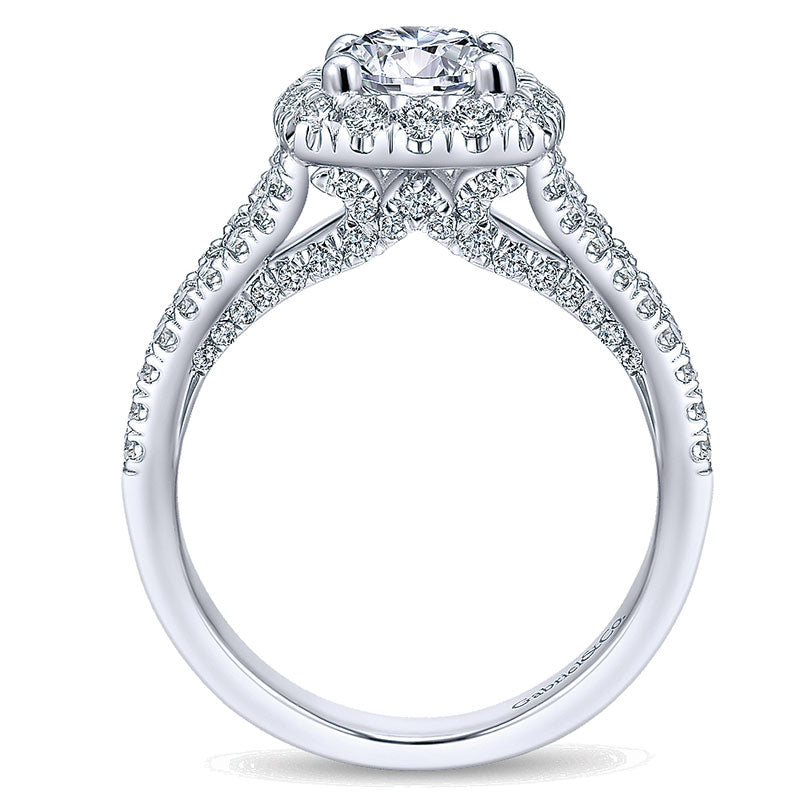 14K White Gold Diamond Halo 14K White Gold Engagement Ring ER12611R4W44Jj