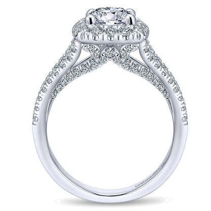 14K White Gold Diamond Halo 14K White Gold Engagement Ring ER12611R4W44Jj