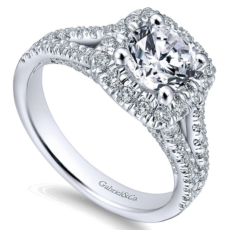 14K White Gold Diamond Halo 14K White Gold Engagement Ring ER12611R4W44Jj