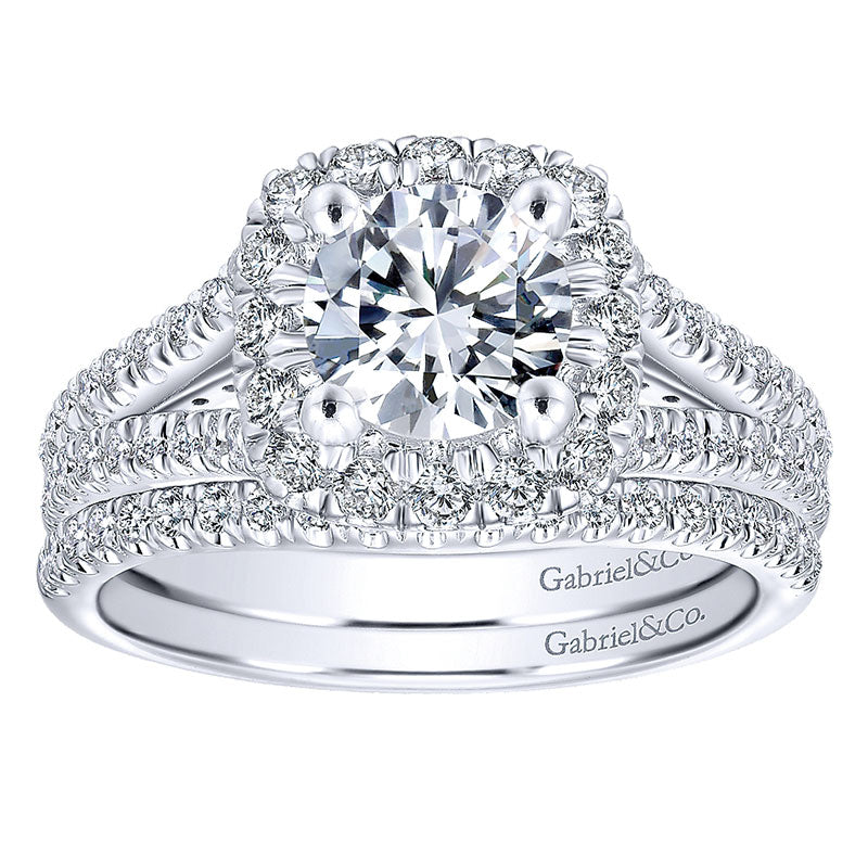 14K White Gold Diamond Halo 14K White Gold Engagement Ring ER12611R4W44Jj