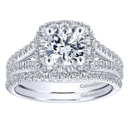 14K White Gold Diamond Halo 14K White Gold Engagement Ring ER12611R4W44Jj
