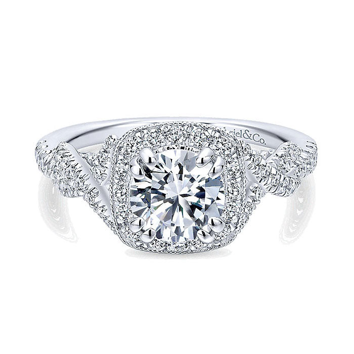 14K White Gold Diamond Halo 14K White Gold Engagement Ring ER12621R4W44Jj