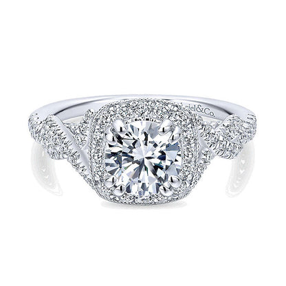 14K White Gold Diamond Halo 14K White Gold Engagement Ring ER12621R4W44Jj