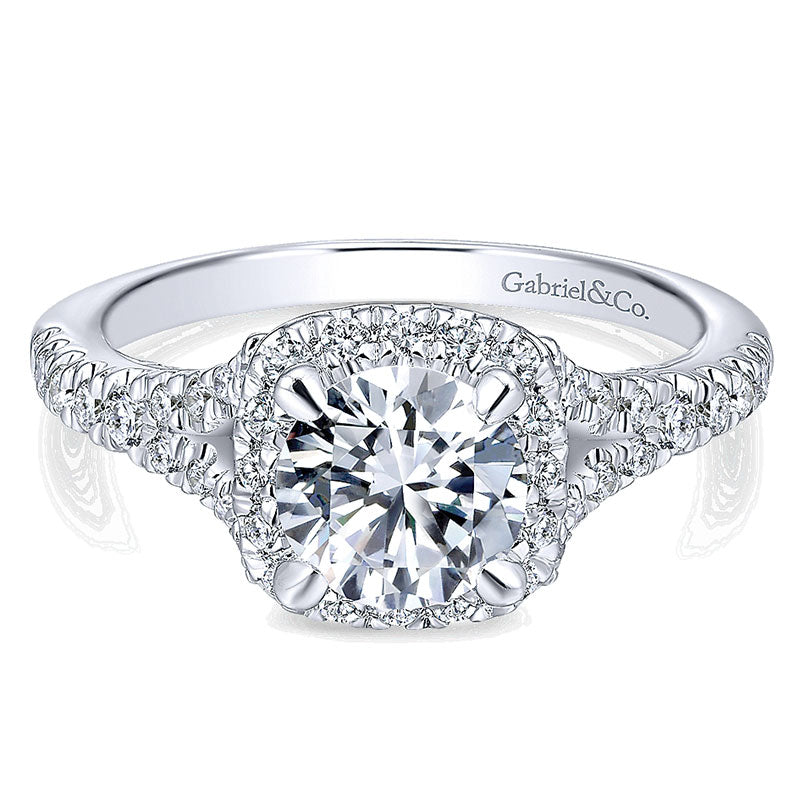 14K White Gold Diamond Halo 14K White Gold Engagement Ring ER12623R4W44Jj
