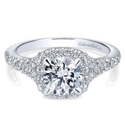 14K White Gold Diamond Halo 14K White Gold Engagement Ring ER12623R4W44Jj