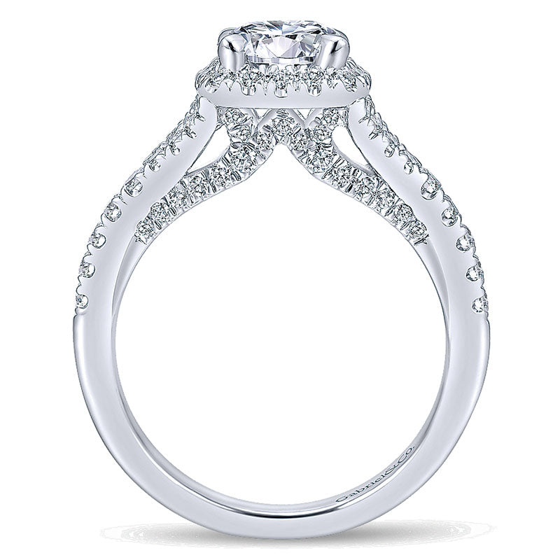14K White Gold Diamond Halo 14K White Gold Engagement Ring ER12623R4W44Jj