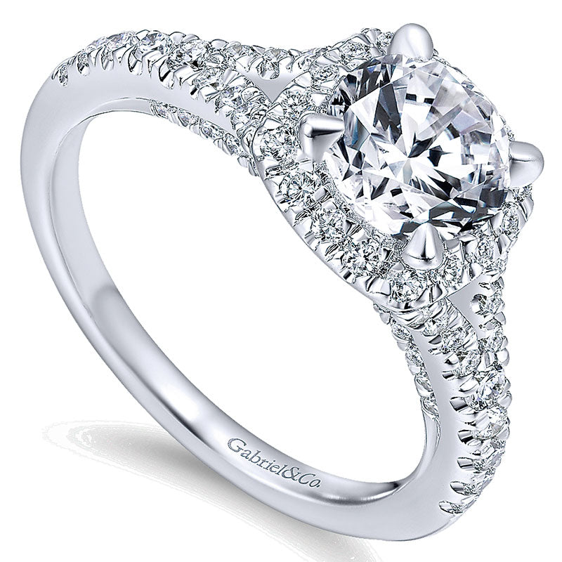 14K White Gold Diamond Halo 14K White Gold Engagement Ring ER12623R4W44Jj