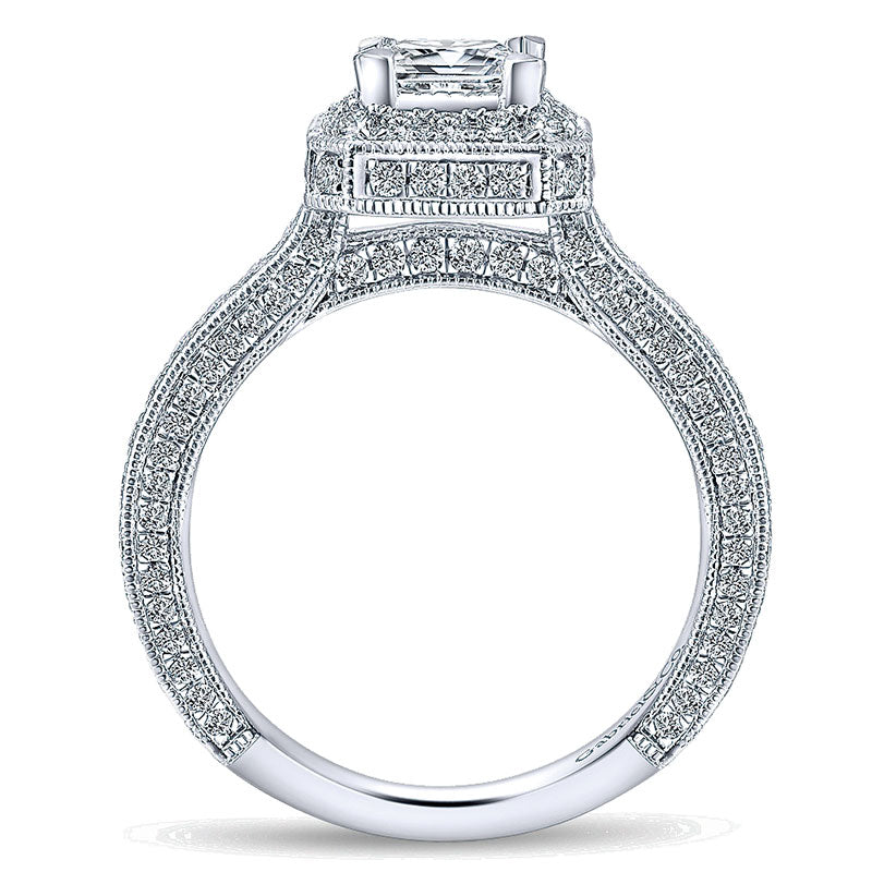 14K White Gold Diamond Halo 14K White Gold Engagement Ring ER12635S3W44Jj