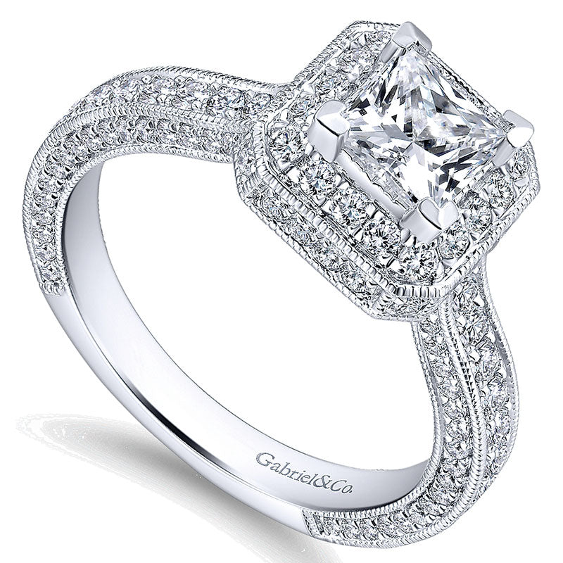 14K White Gold Diamond Halo 14K White Gold Engagement Ring ER12635S3W44Jj