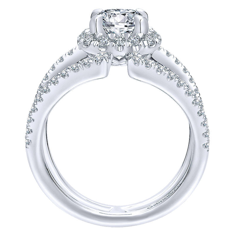 14K White Gold Diamond Halo 14K White Gold Engagement Ring ER12641R4W44Jj