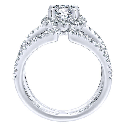 14K White Gold Diamond Halo 14K White Gold Engagement Ring ER12641R4W44Jj