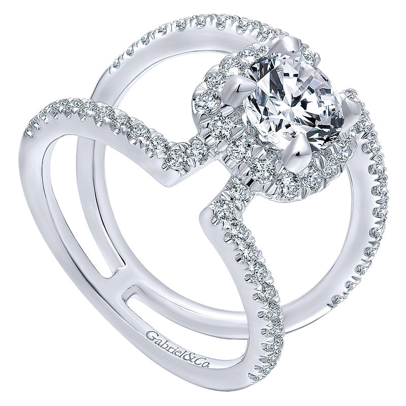 14K White Gold Diamond Halo 14K White Gold Engagement Ring ER12641R4W44Jj