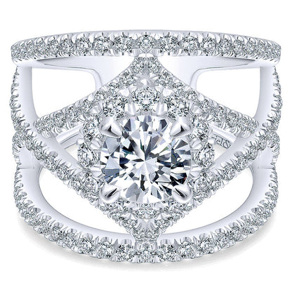 14K White Gold Diamond Halo 14K White Gold Engagement Ring ER12646R4W44Jj