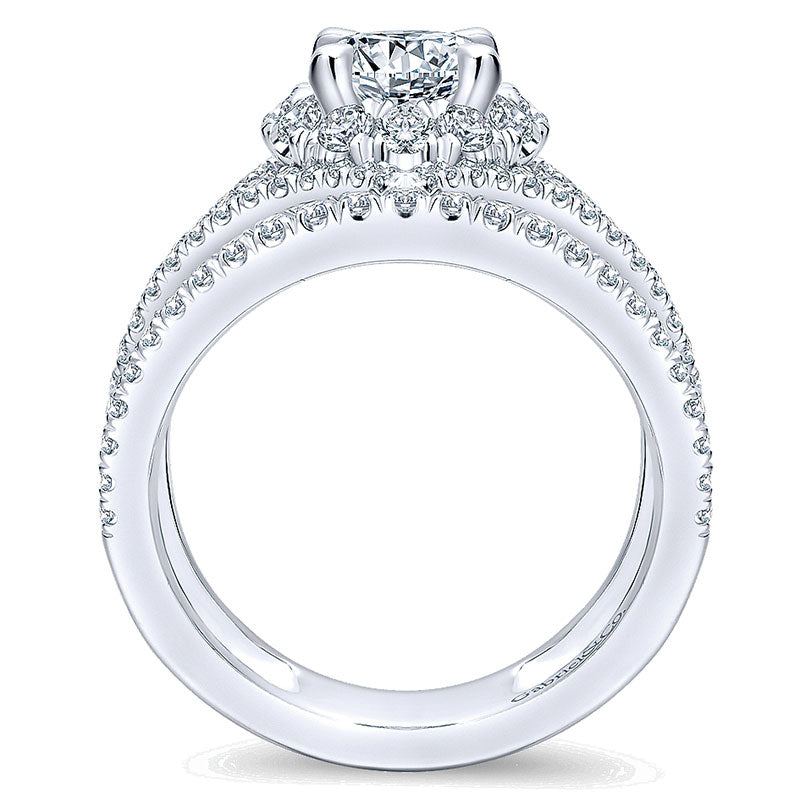 14K White Gold Diamond Halo 14K White Gold Engagement Ring ER12646R4W44Jj