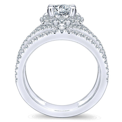 14K White Gold Diamond Halo 14K White Gold Engagement Ring ER12646R4W44Jj