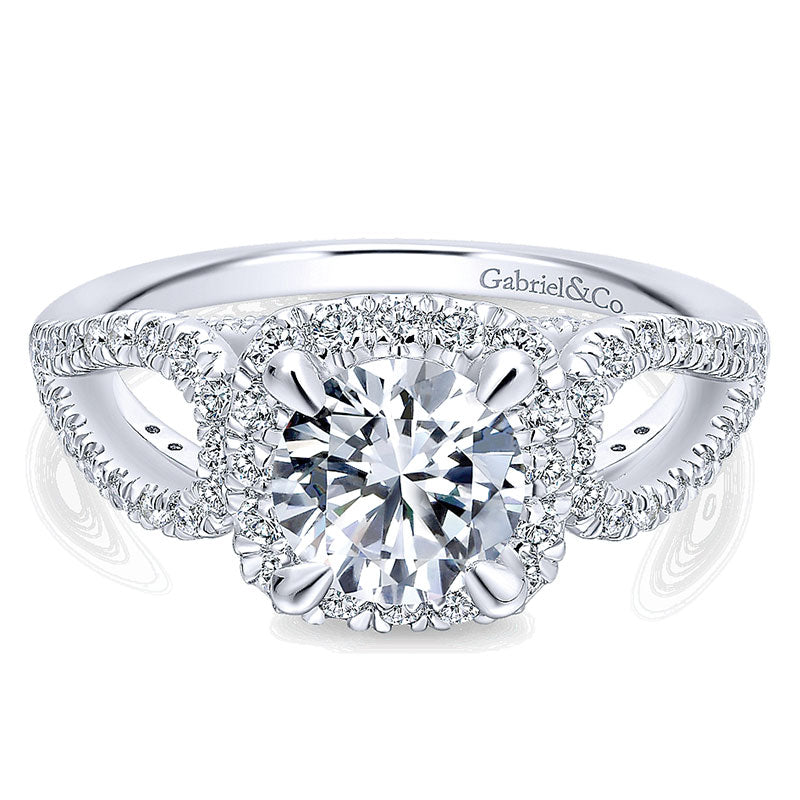 14K White Gold Diamond Halo 14K White Gold Engagement Ring ER12653R4W44Jj