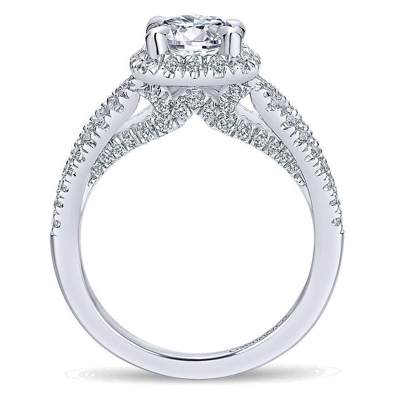14K White Gold Diamond Halo 14K White Gold Engagement Ring ER12653R4W44Jj